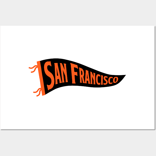 San Francisco Pennant - White Wall Art by KFig21